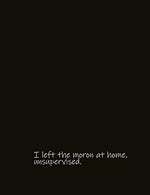 I left the moron at home. unsupervised.: For the morons in your life. Gag gift Family gift Relative Gift Divorce Gift Friendship Gift Wedding Gift R