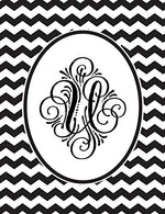 Journal: U Monogram Black and White Chevron Notebook