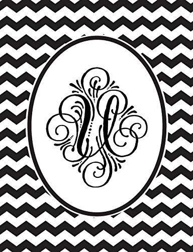 Journal: U Monogram Black and White Chevron Notebook