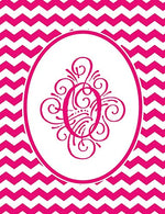 Journal: O Monogram Pink and White Chevron Notebook