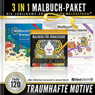 3 IN 1: Malbuch f&uuml;r Erwachsene (120 Motive - Meereswelt. Eulen. Tierwelt bei Nacht) (Volume 4) (German Edition)