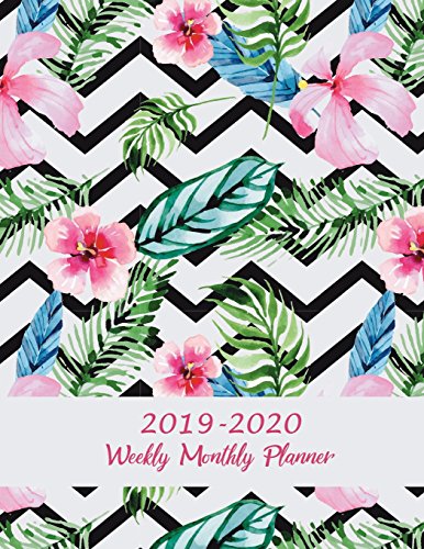 2019-2020 Weekly Monthly Planner: Pretty Floral Flowers. Two year Academic 2019-2020 Calendar Book. Weekly/Monthly/Yearly Calendar Journal. Large 8.
