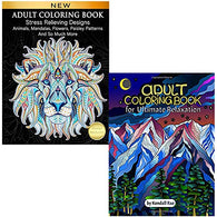 Adult Coloring Book Collection 2 Books Set ( Stress Relieving Designs Animals. Ultimate Relaxation Motivational)
